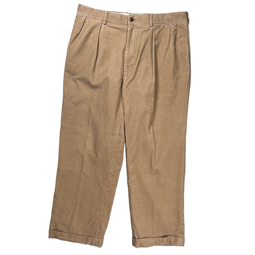 Vintage Polo Golf Corduroy Pants Men 36 Tan Pleated Cuffed Cotton Preppy Loose